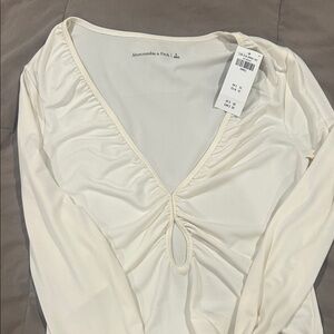 Abercrombie & Fitch Ivory Ruched Blouse
